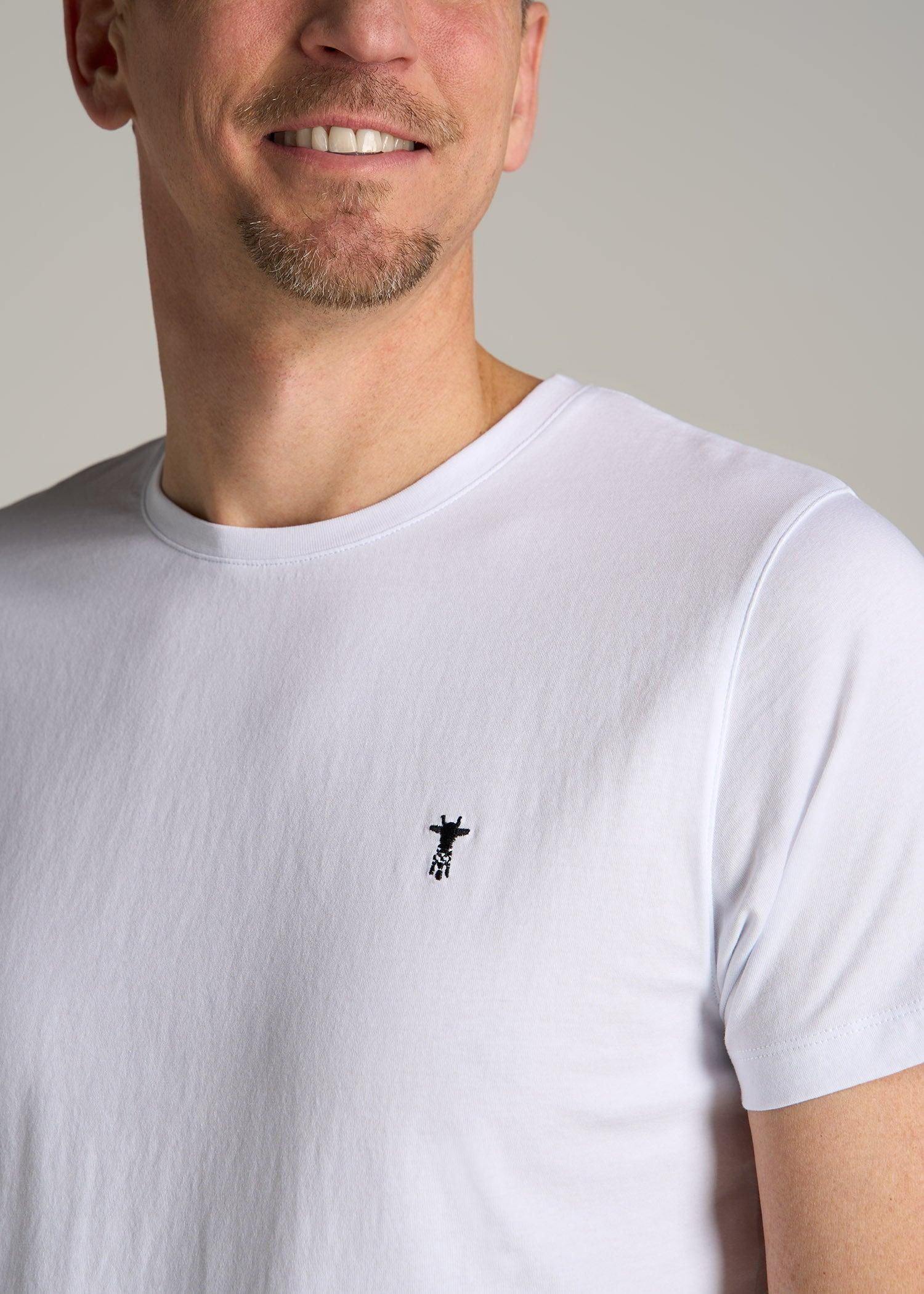 MODERN-FIT Embroidered Logo Crewneck T-Shirt for Tall Men in White Male Product Image