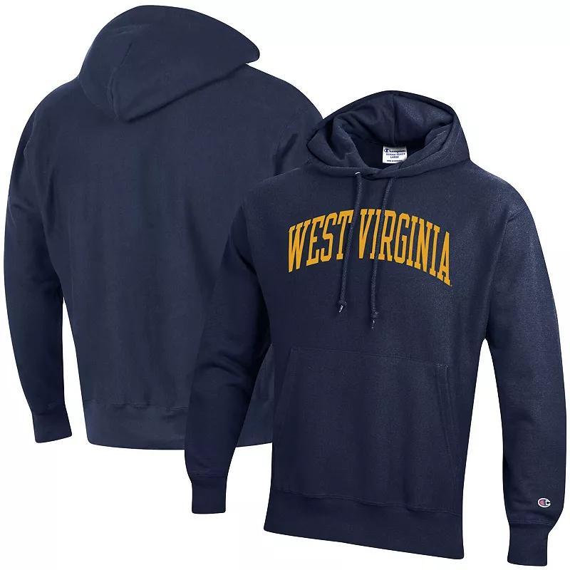 Mens Champion West Virginia Mountaineers Team Arch Reverse Weave Pullover Hoodie Blue Product Image