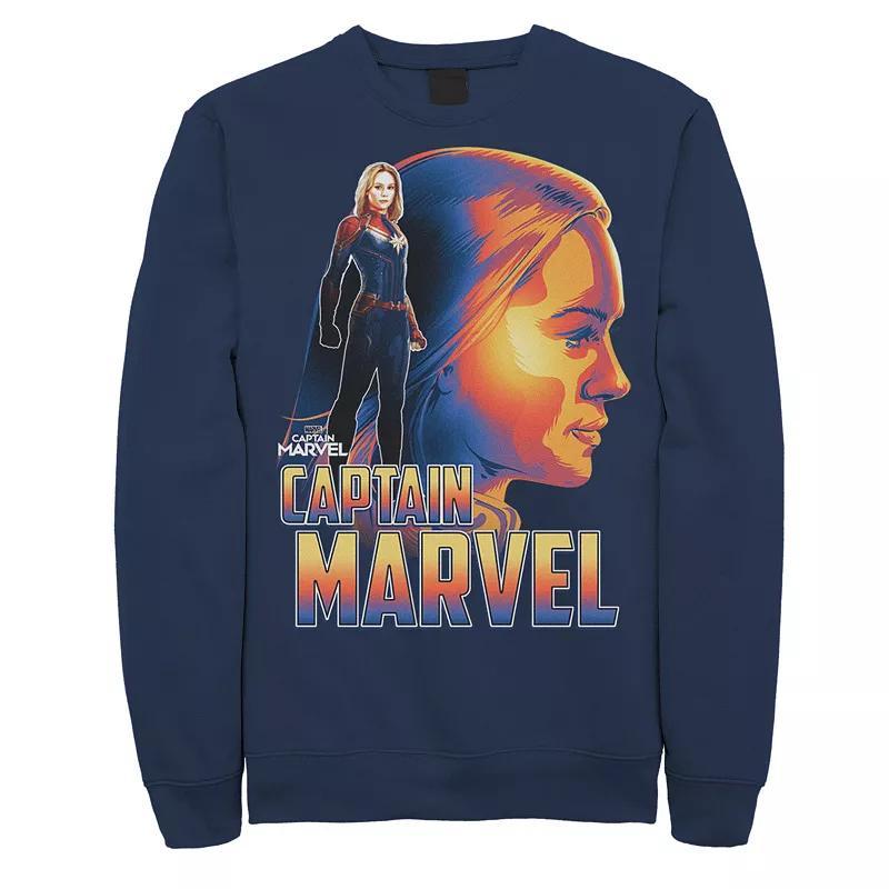 Mens Marvel Captain Marvel Bold Sunset Portrait Tee Blue Product Image