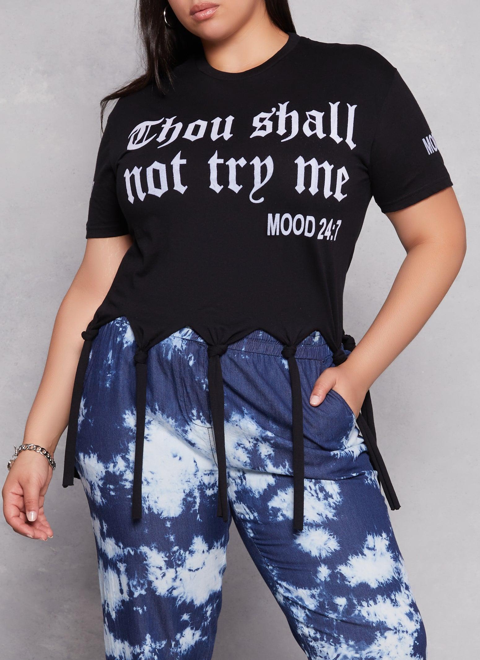 Womens Plus Size Thou Shall Not Fringe T Shirt Product Image