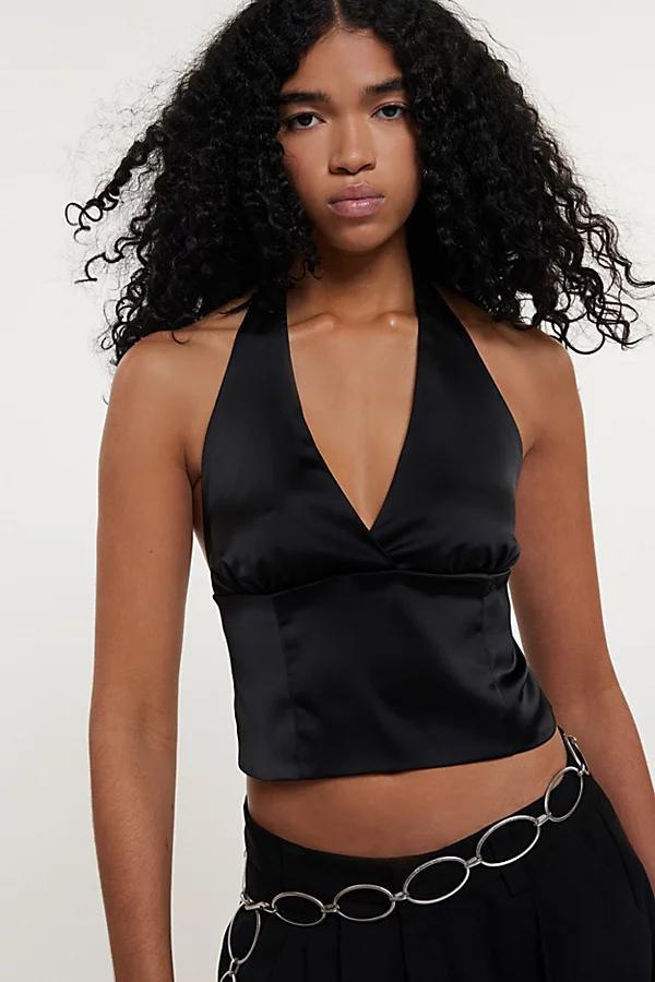 Silence + Noise Erika Satin Halter Top Womens at Urban Outfitters Product Image