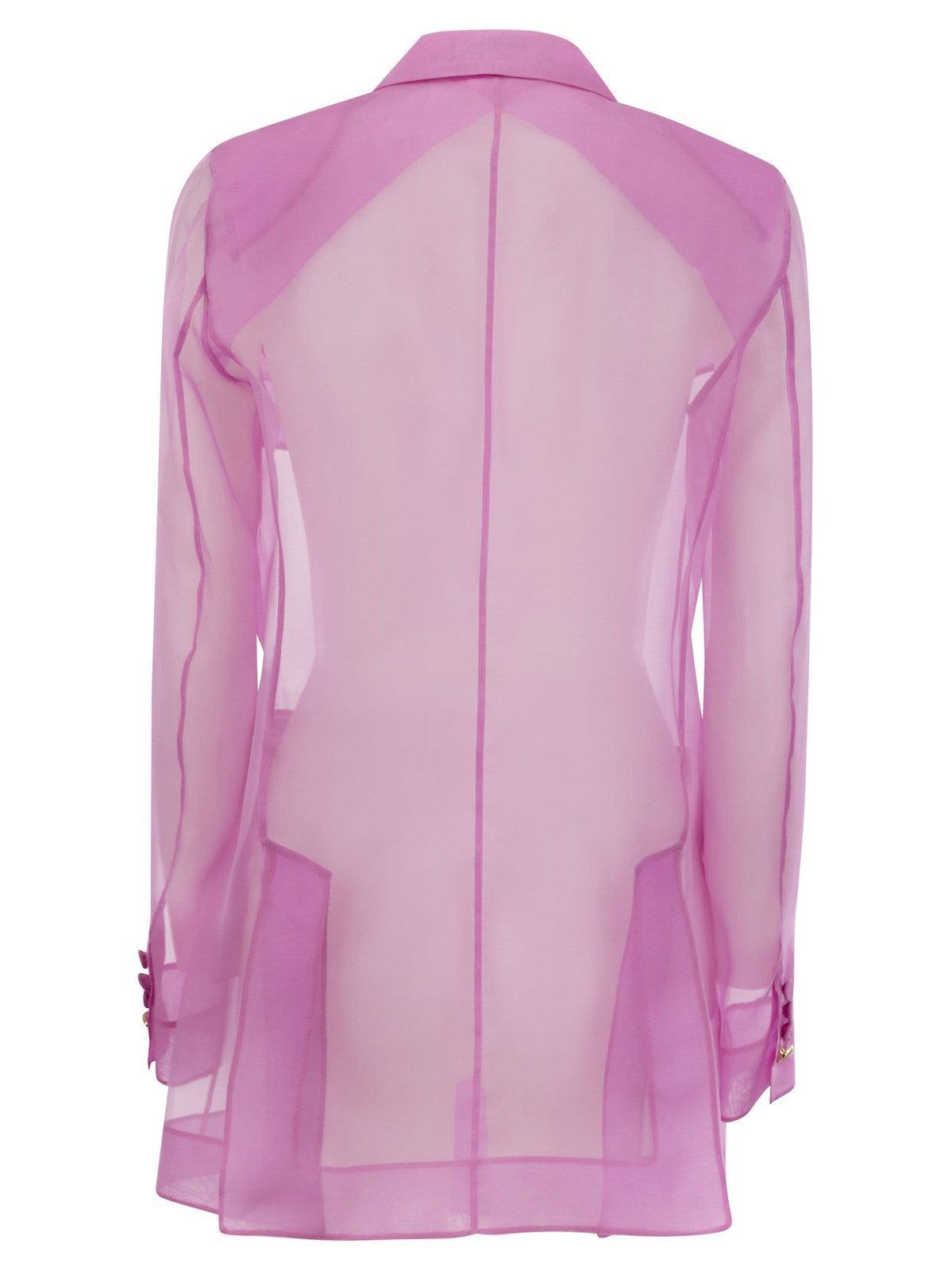 MAX MARA Negrar Silk Organza Double Breast Jacket In Pink Product Image