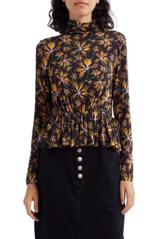 Ulla Johnson Nina Floral Turtleneck Peplum Top Product Image