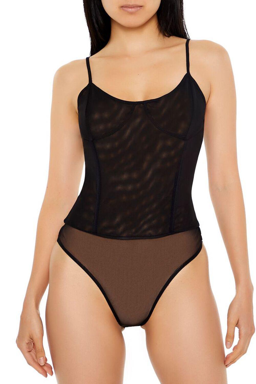 Mesh Bustier Thong Bodysuit | Forever 21 Product Image