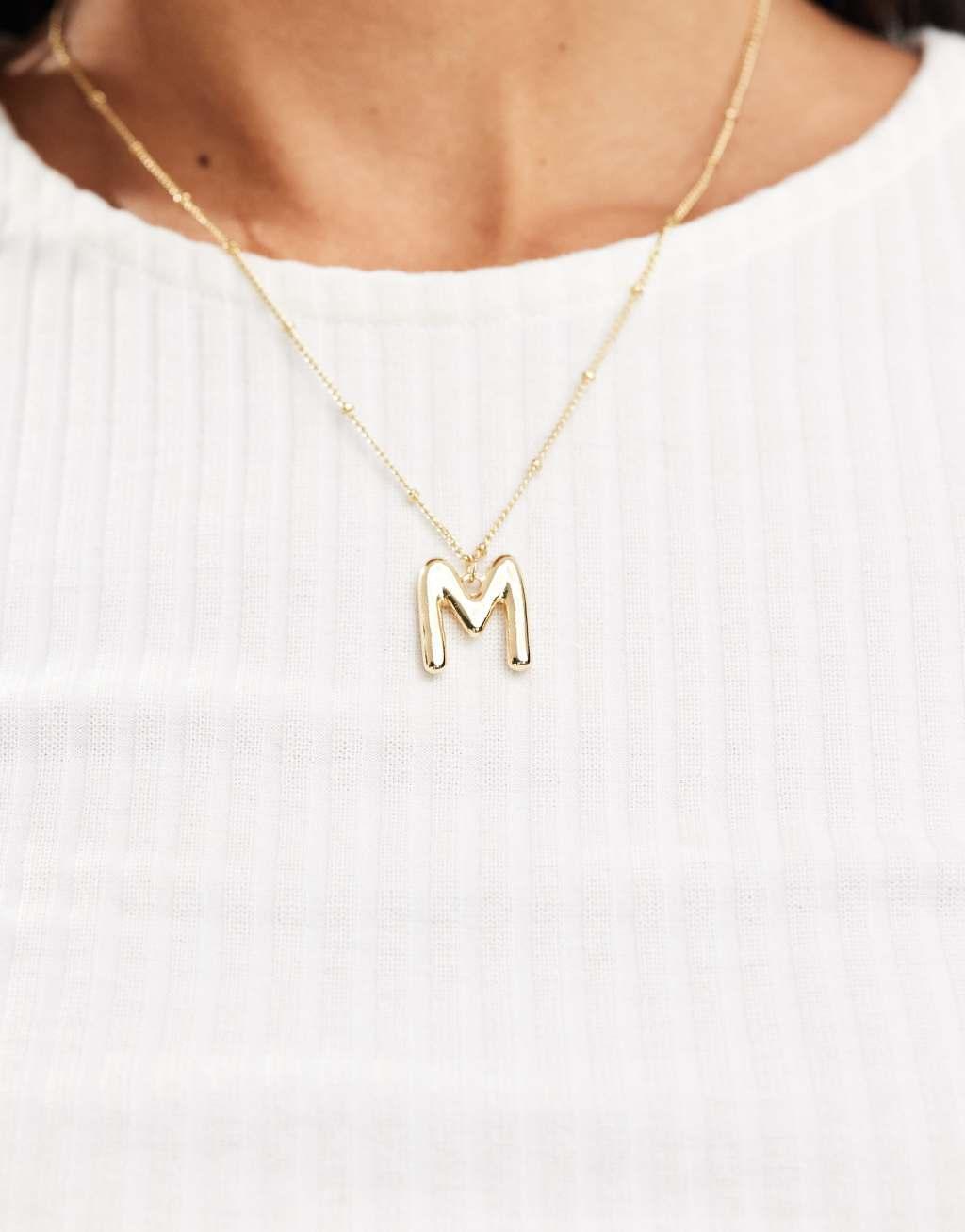 Pieces bubble initial 'M' necklace in gold Product Image