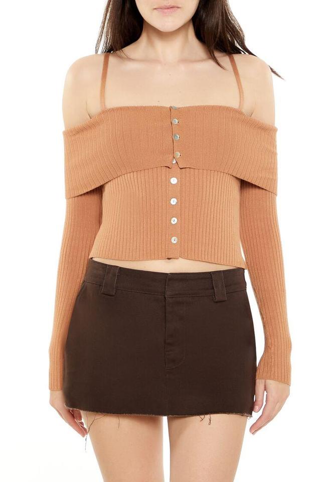 Open-Shoulder Sweater-Knit Crop Top | Forever 21 Product Image