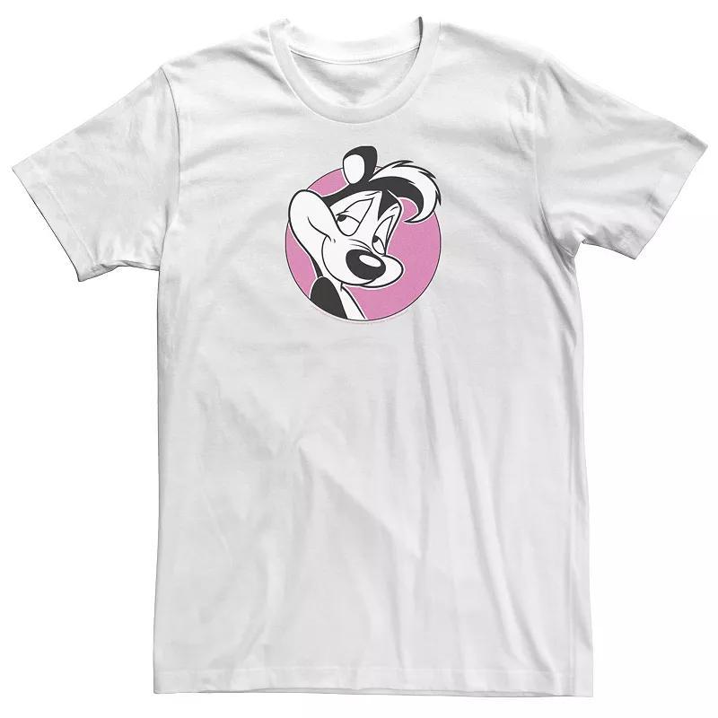 Big & Tall Looney Tunes Pepe Le Pew Pink Circle Portrait Tee, Mens Product Image