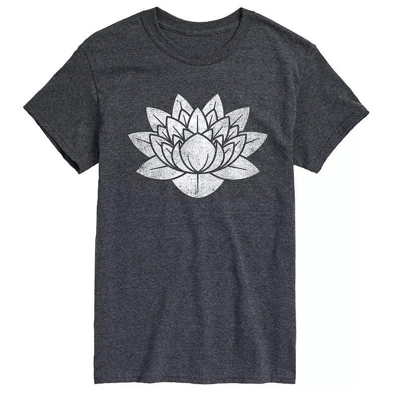 Big & Tall Lotus Flower Tee, Mens Dark Grey Product Image