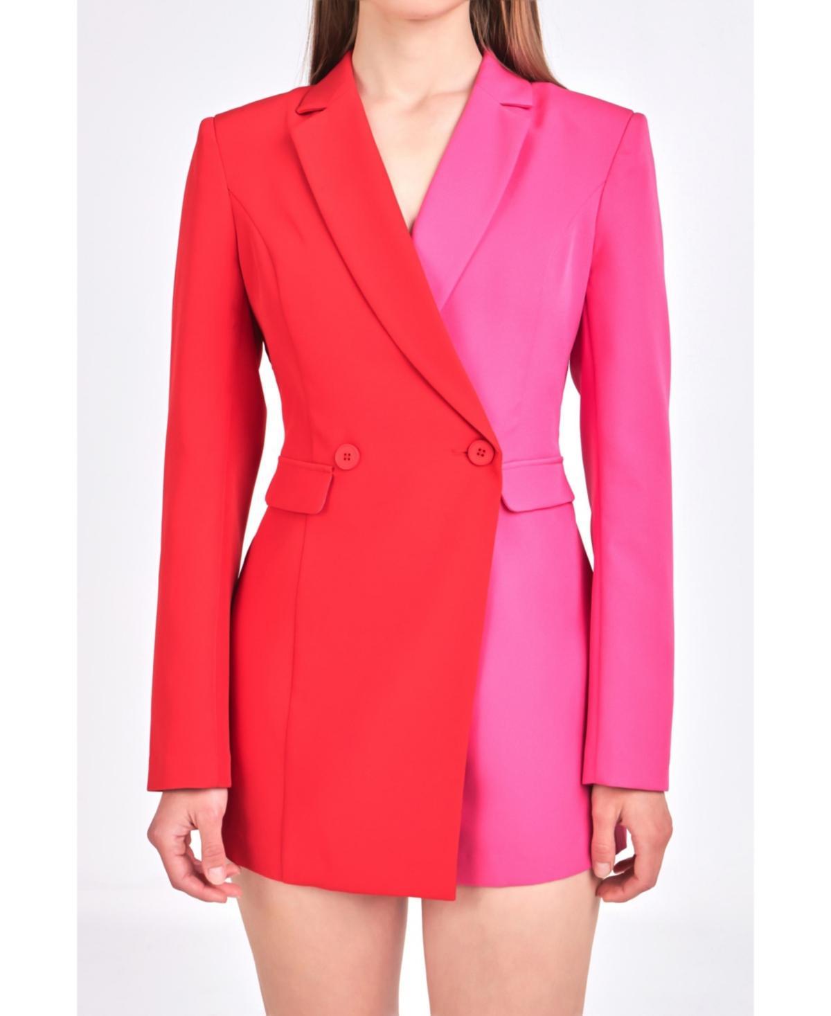 Womens Contrast Blazer Romper - Red Product Image