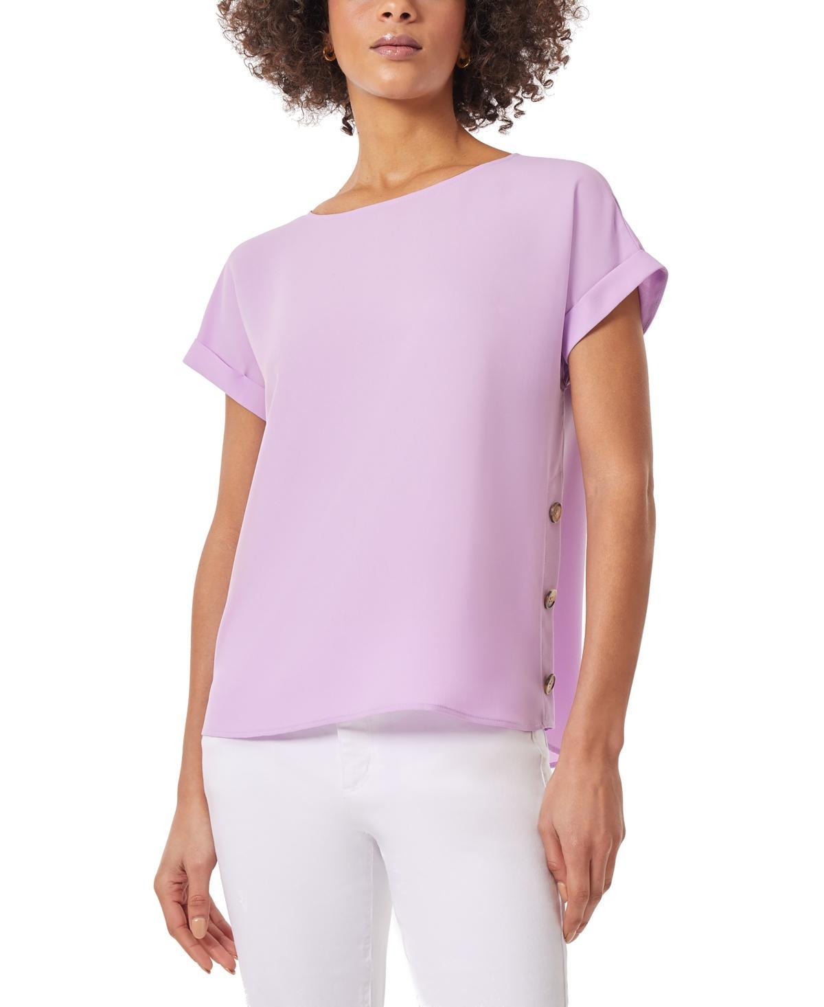 Jones New York Womens Short-Sleeve Button-Detail Top, Regular & Petite Product Image