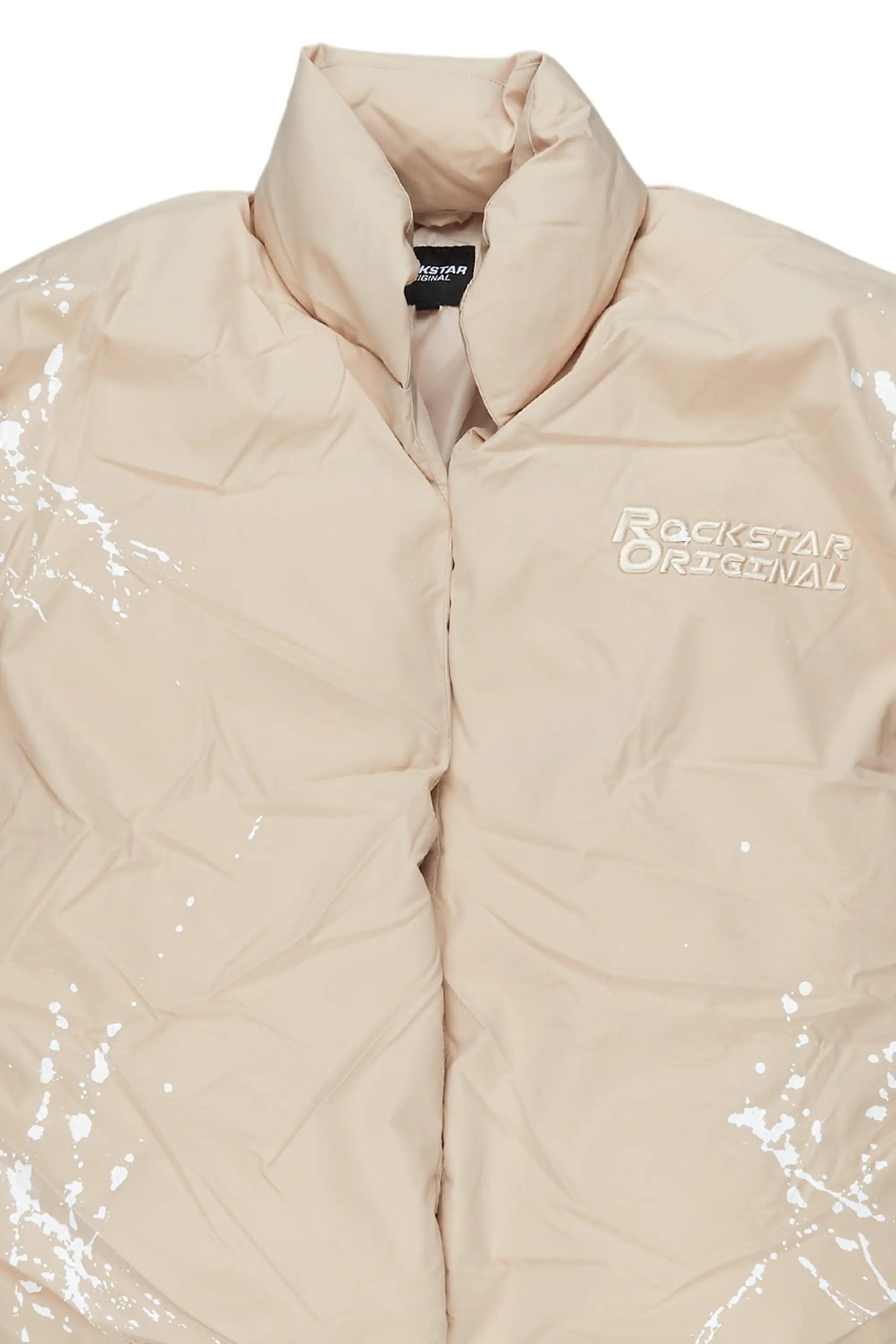 Rabbie Beige/White Puffer Jacket Male Product Image