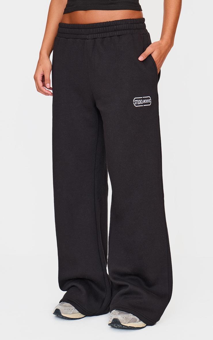 Black Studio Archives Embroidered Wide Leg Sweatpants Product Image