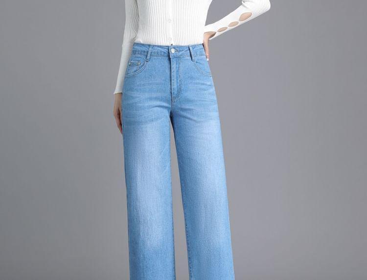 High Rise Straight Leg Crop Jeans Product Image