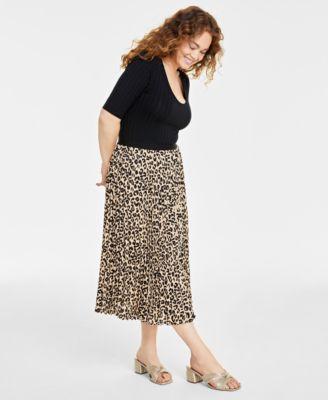 Womens Pleated A-Line Midi Skirt, Created for Macys Product Image