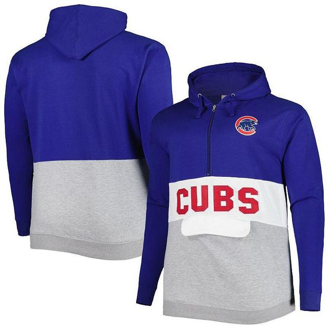 Mens Royal/White Chicago Cubs Big & Tall Fleece Half-Zip Hoodie Product Image