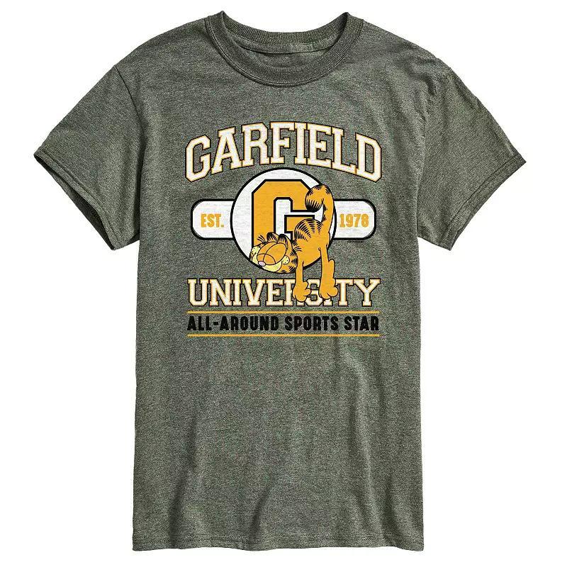 Mens Garfield University Sports Star Graphic Tee Grey Green Product Image