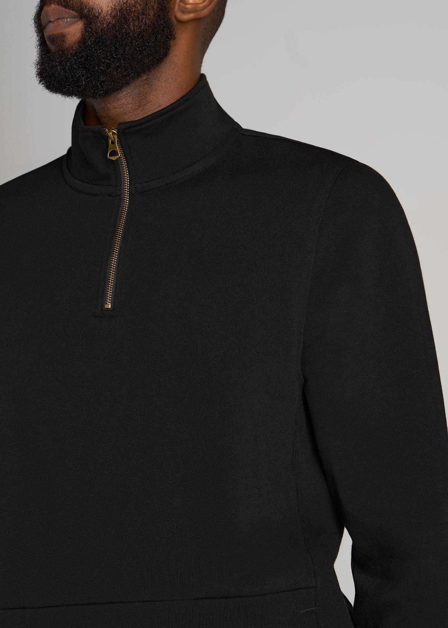 LJ&S Heavyweight Quarter-Zip Men's Tall Pullover in Vintage Black Male Product Image