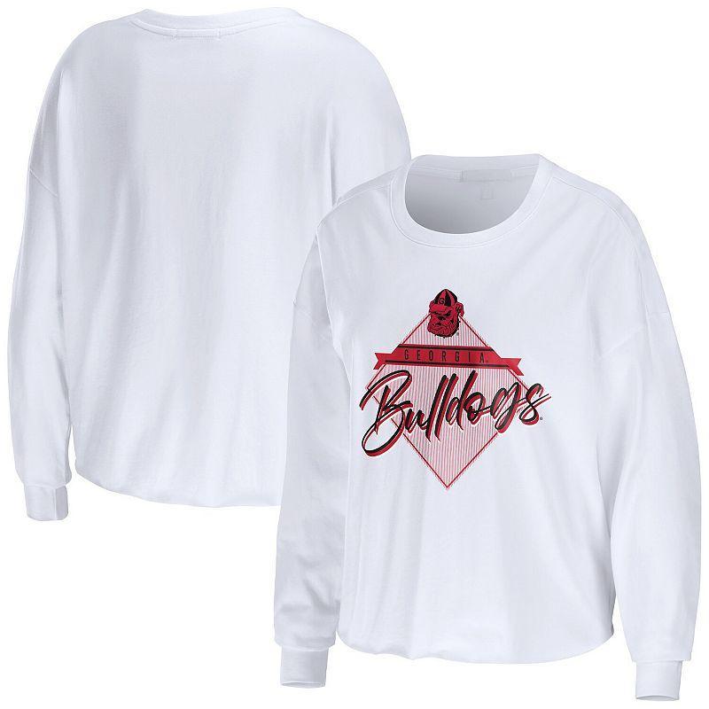 Womens WEAR by Erin Andrews Georgia Bulldogs Diamond Long Sleeve Cropped T-Shirt product image