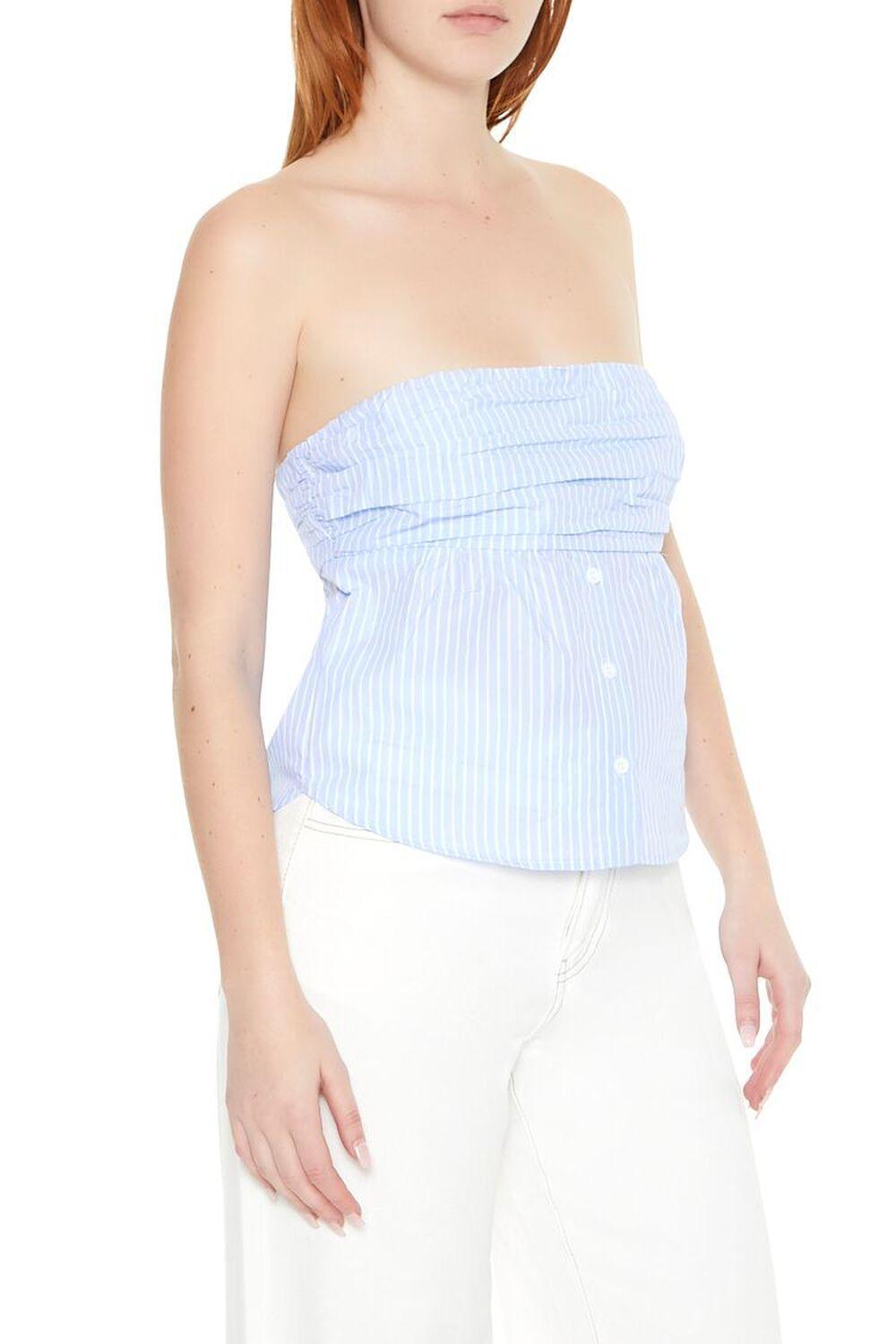 Pinstriped Poplin Strapless Top | Forever 21 Product Image