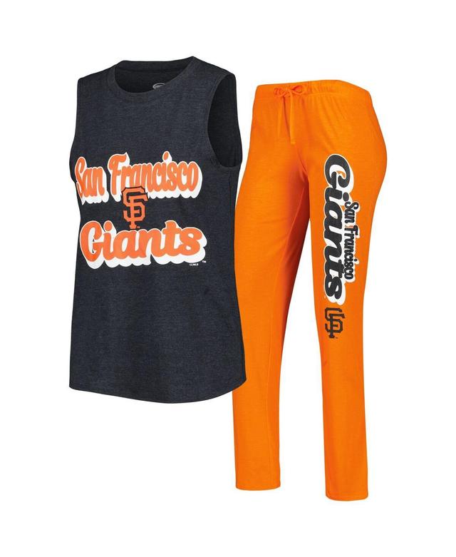 Womens Concepts Sport /Black San Francisco Giants Wordmark Meter Muscle Tank Top & Pants Sleep Set Product Image