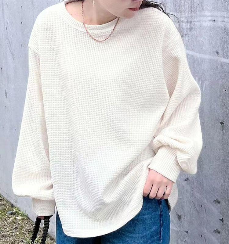 Drop Shoulder Round Neck Plain Oversized Pullover Product Image