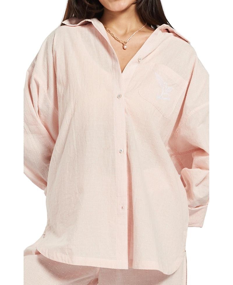 Peachaus Womens Yew Striped Ethical-Cotton Pajama Shirt Product Image