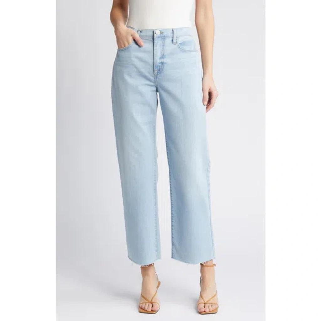 Le Jane High Waist Raw Hem Ankle Straight Leg Jeans In Soap product image