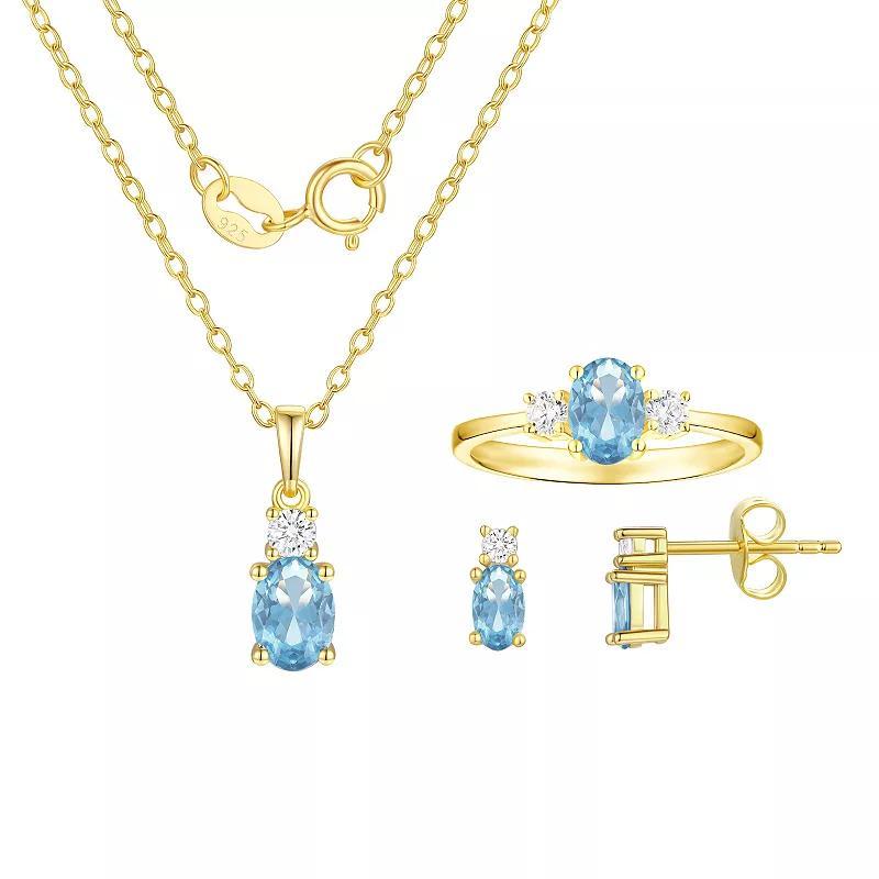 14K Gold over Sterling Silver Birthstone Pendant, Ring, & Earring Set, Womens, September Product Image