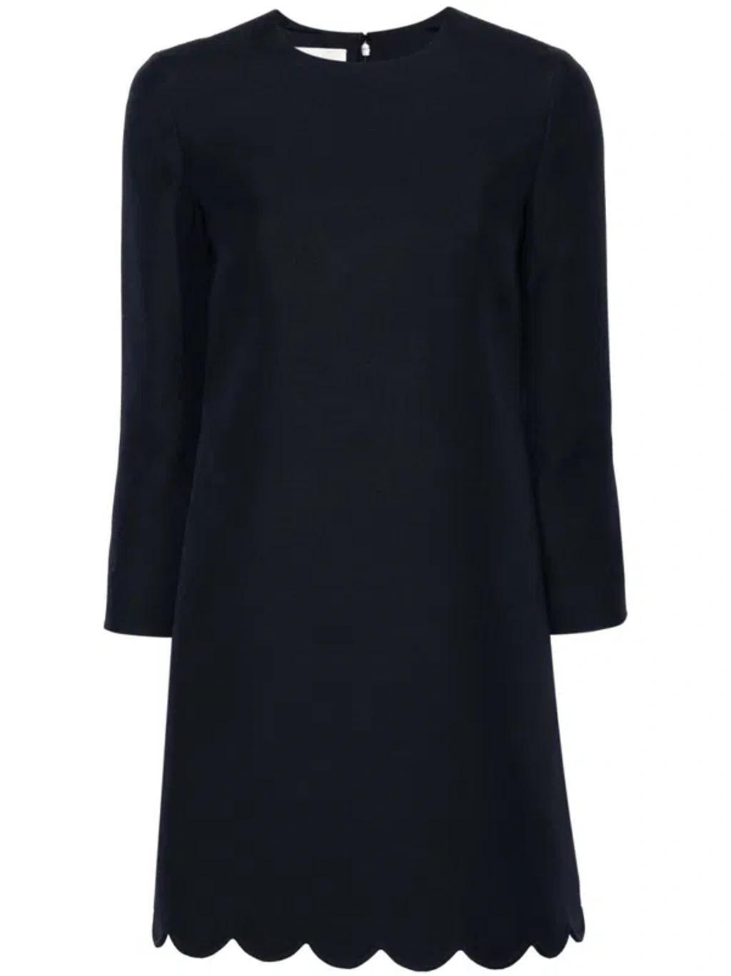 VALENTINO Solid Crepe Couture Dress In Blue Product Image