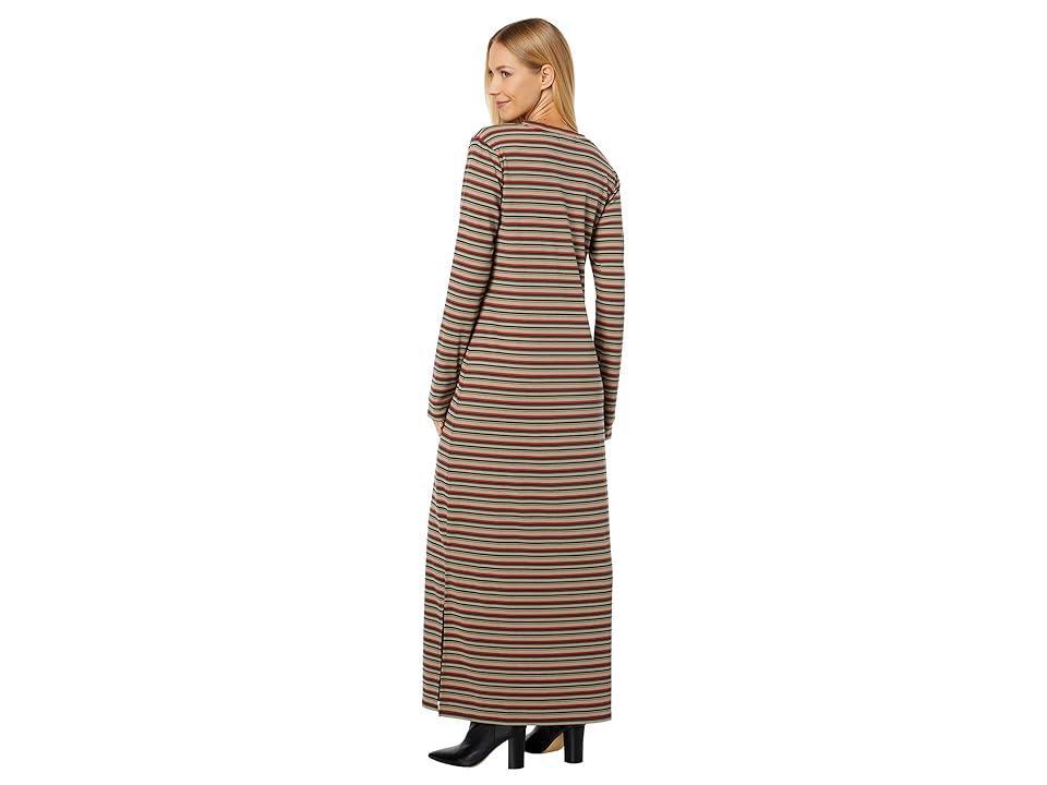 Mod-o-doc Multicolor Autumn Stripe Long Sleeve Crew Neck Maxi Dress Women's Dress Product Image