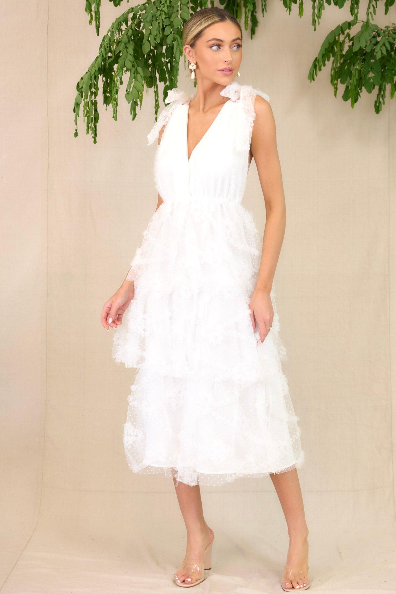 Stolen Glances White Midi Dress Product Image