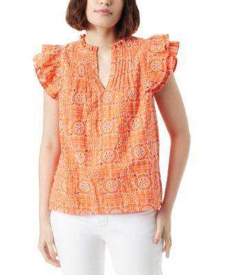 Sam Edelman Womens Rey Cotton Ruffle-Sleeve Blouse Product Image