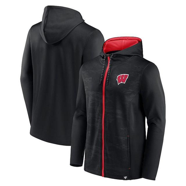 Mens Fanatics Black Wisconsin Badgers Ball Carrier Full-Zip Hoodie Product Image