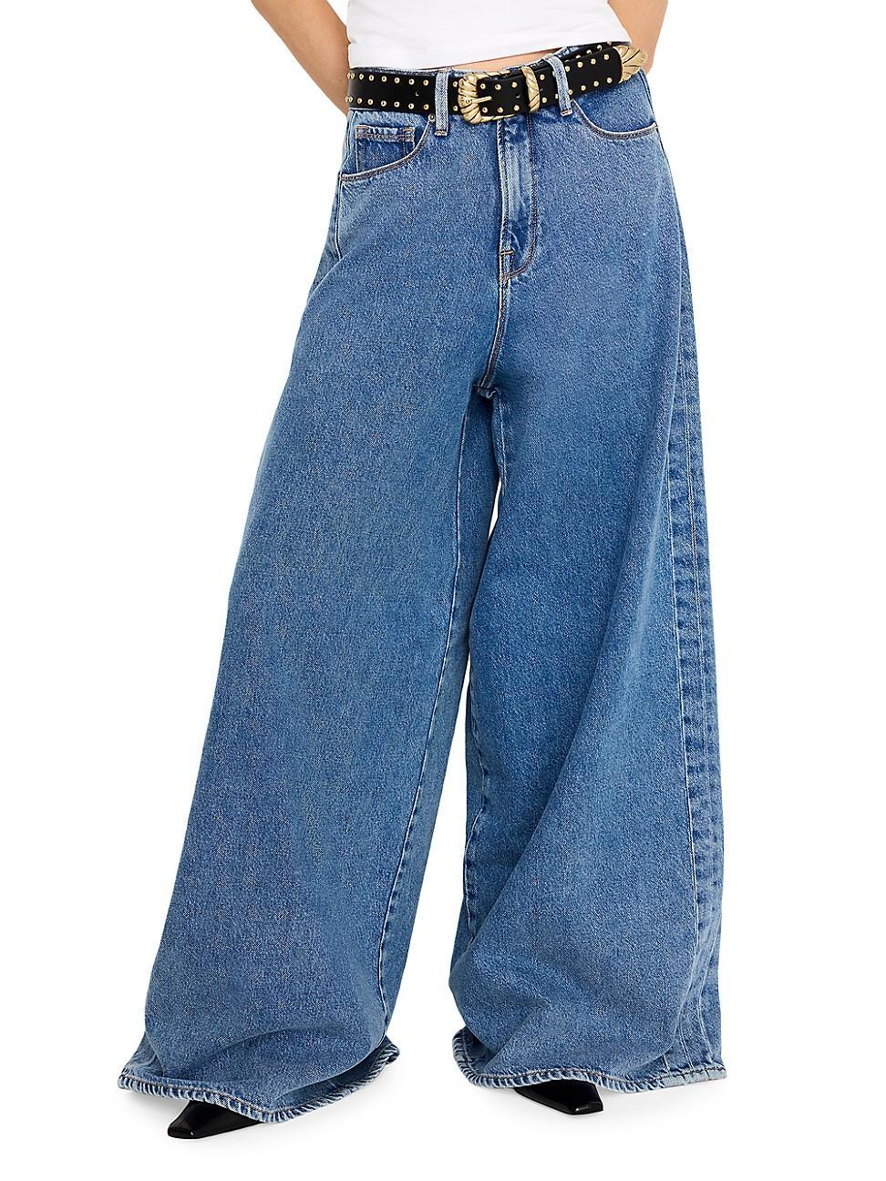 Womens Paneled Wide-Leg Jeans Product Image