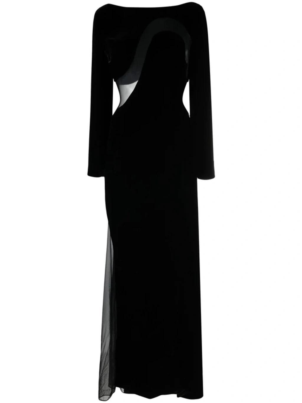 TOM FORD Velvet Boat-neck Cutout Gown In Black Product Image