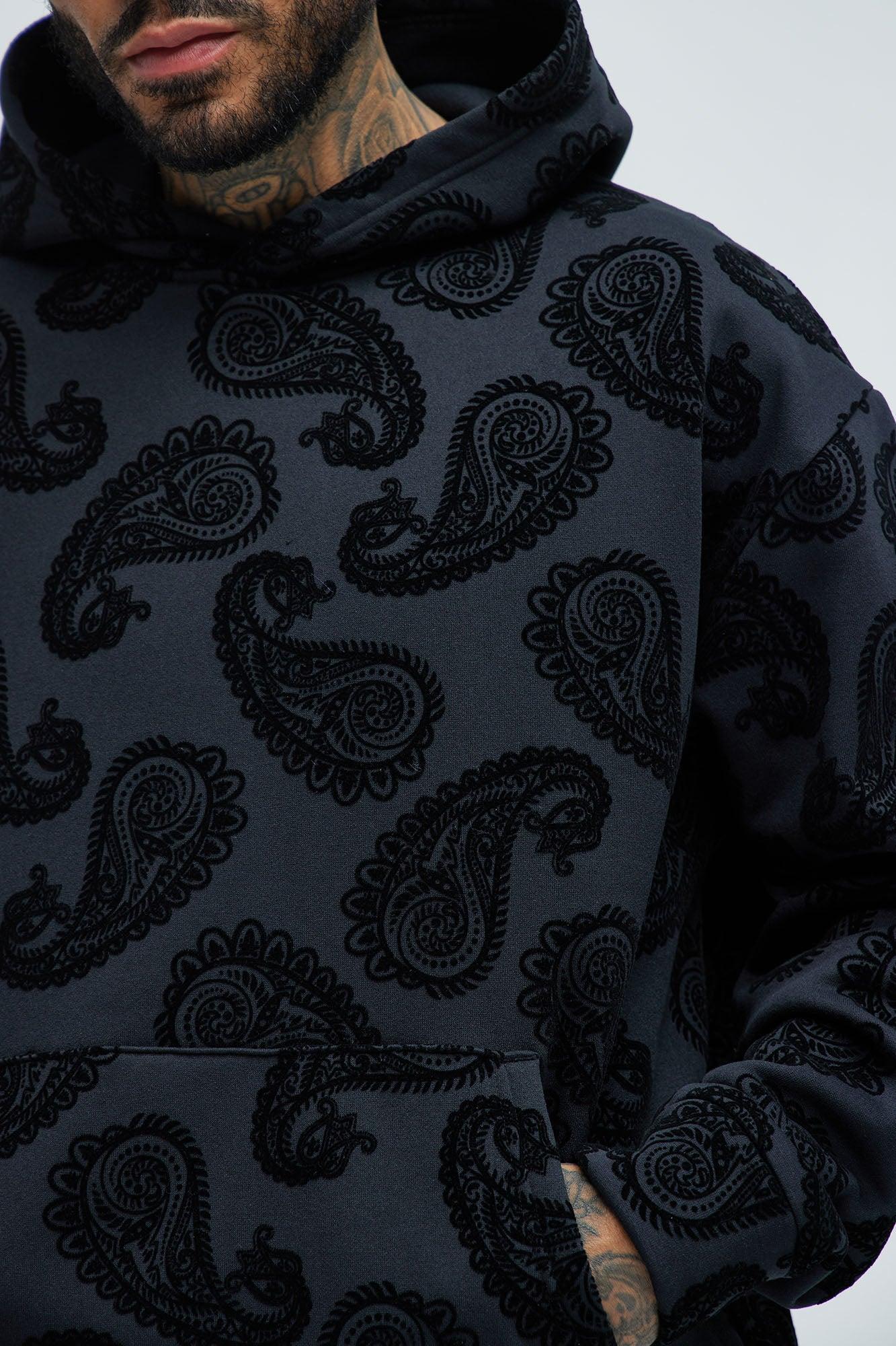 Paisley Flock Hoodie - Black Product Image