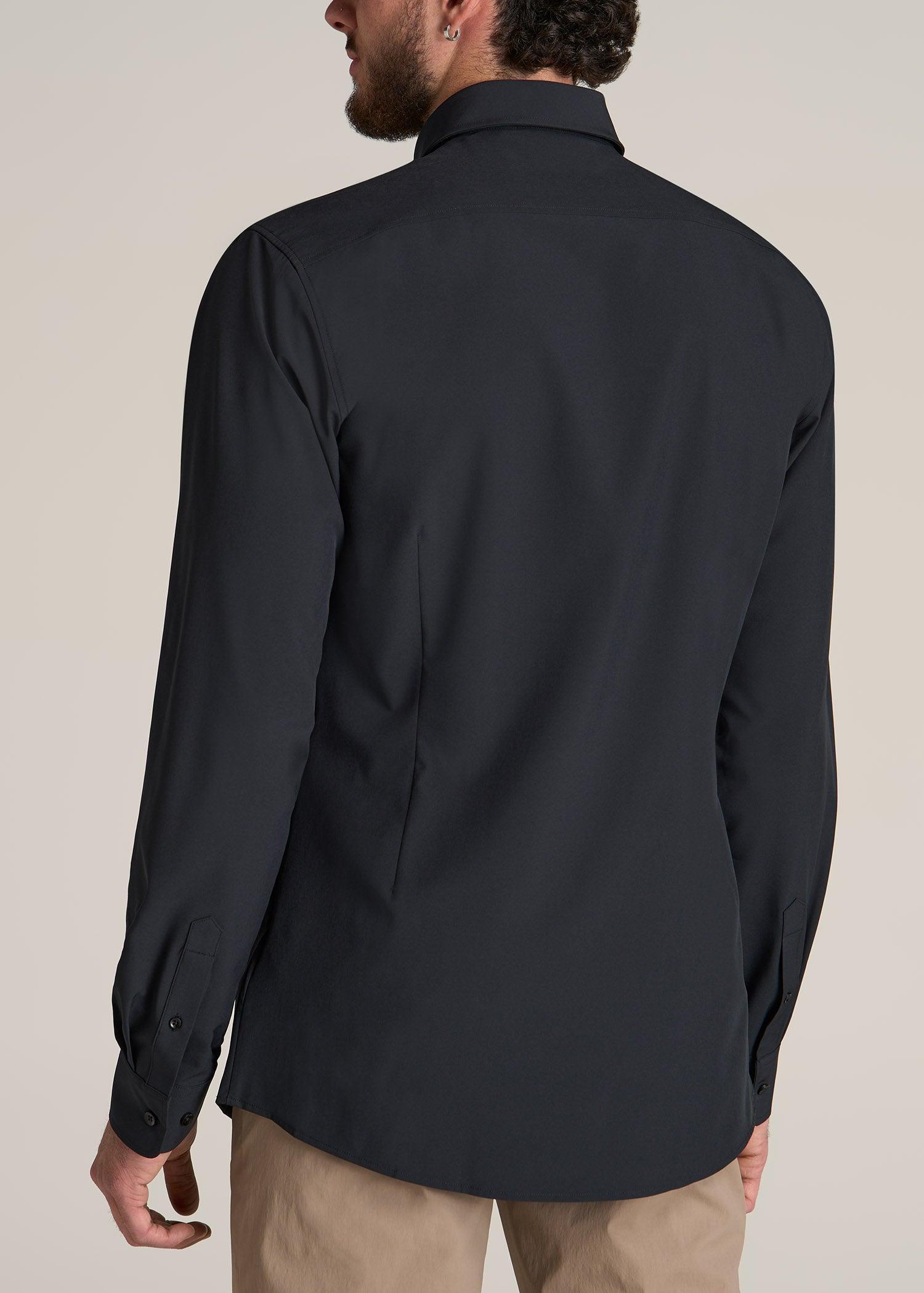 Traveler Stretch Dress Shirt for Tall Men in Black Product Image