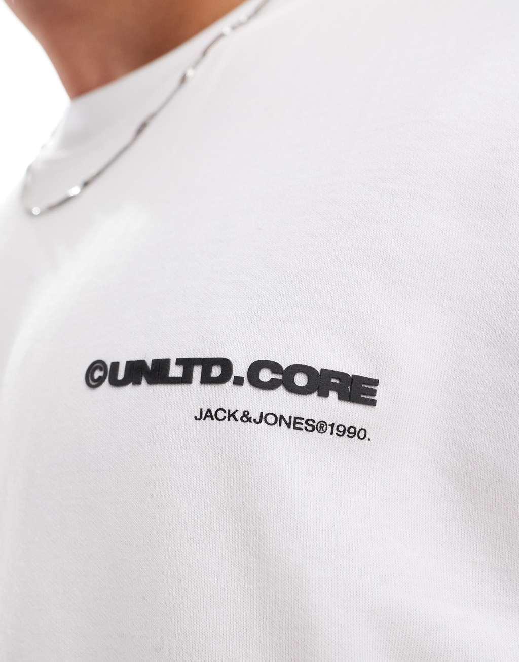 Jack & Jones oversized core back print t-shirt in white Product Image