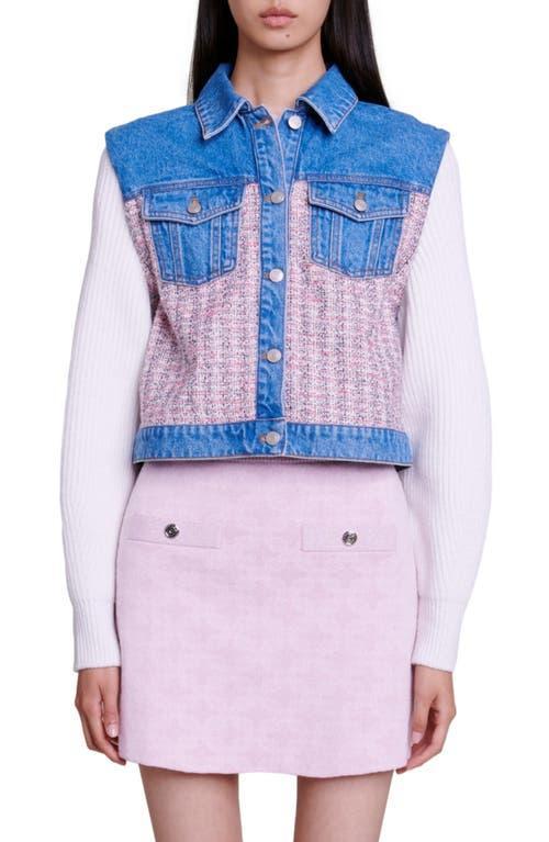 Maje Batri Mixed Media Denim Jacket Product Image