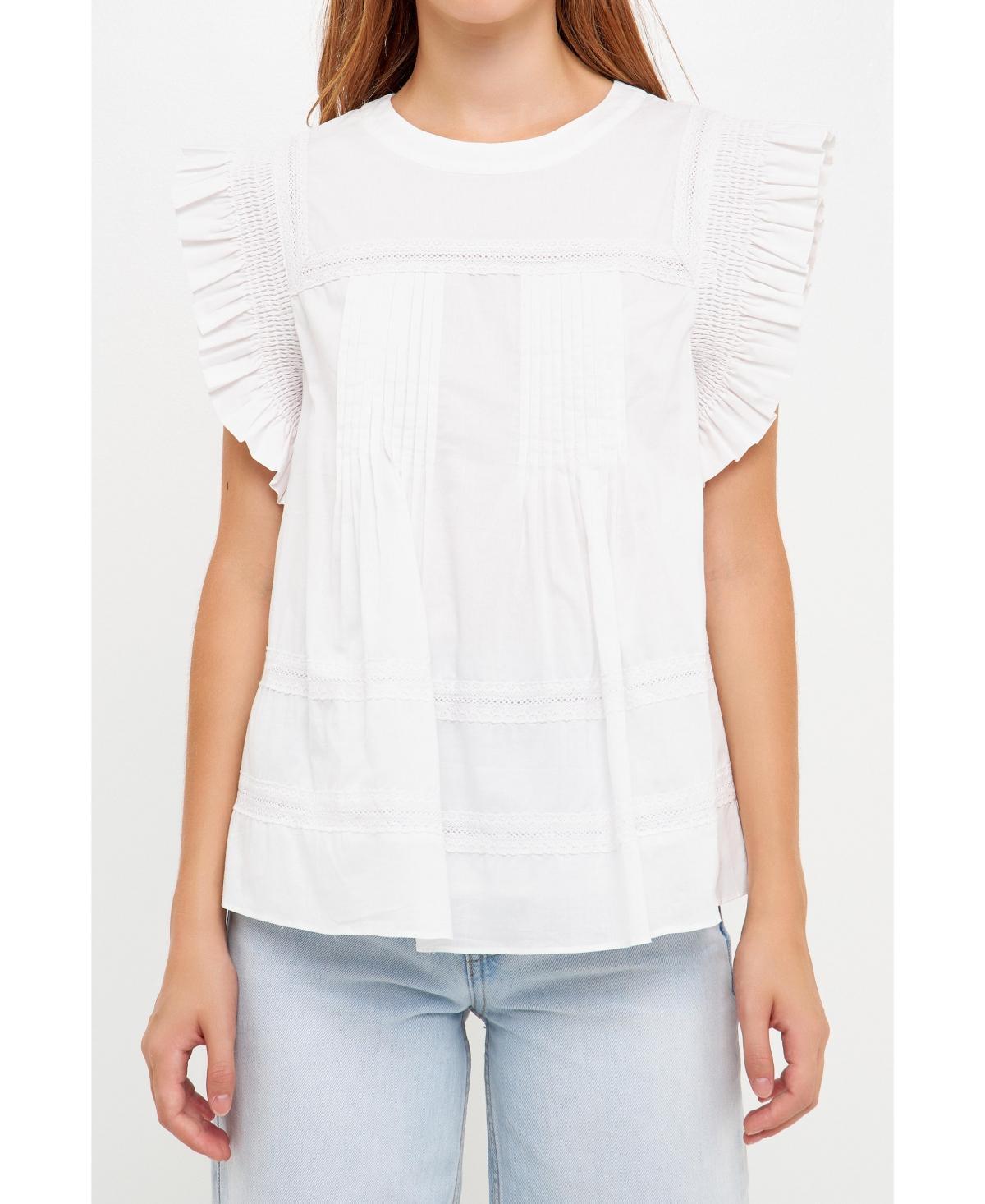 English Factory Womens Trim Detail Ruffled Top Product Image