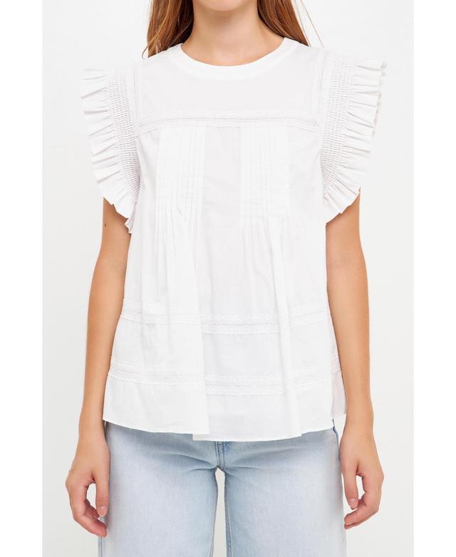 Womens Trim Detail Ruffled Top Product Image