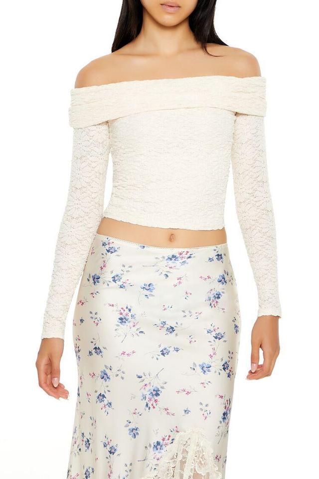 Foldover Off-the-Shoulder Lace Top | Forever 21 Product Image