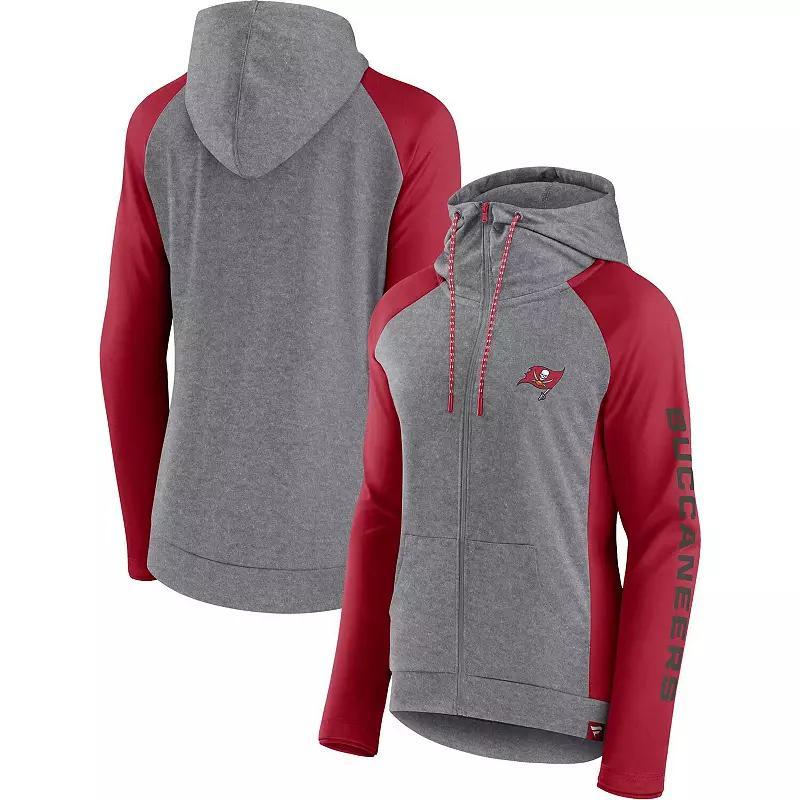 Womens Fanatics Branded Heather Gray/Red Tampa Bay Buccaneers Blind Side Raglan Full-Zip Hoodie Product Image