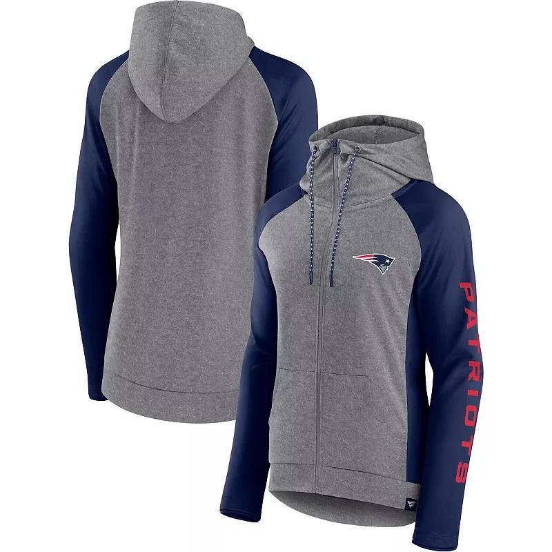 Womens Fanatics Branded Heather Gray/College Navy Chicago Bears Blind Side Lightweight Full-Zip Hoodie Product Image