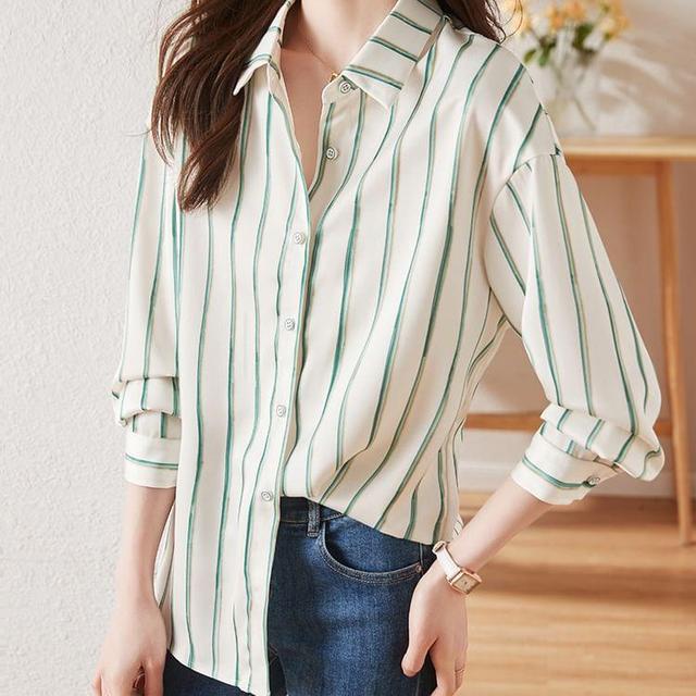 Long-Sleeve Striped Shirt Product Image