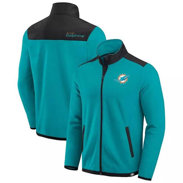 Mens Darius Rucker Collection by Fanatics Aqua Miami Dolphins Color Block Polar Fleece Full-Zip Jacket Turquoise A Product Image