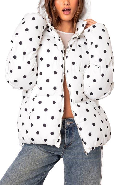 EDIKTED Marcey Polka Dot Puffer Jacket Product Image