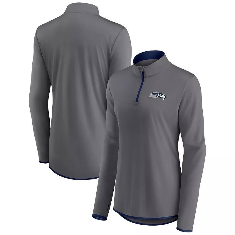 Womens Fanatics Branded Gray Seattle Seahawks Corner Long Sleeve 1/4 Zip Top Product Image