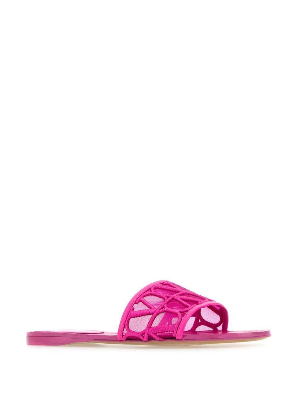 VALENTINO GARAVANI Toile Iconographe Mesh Slides In Pink Product Image