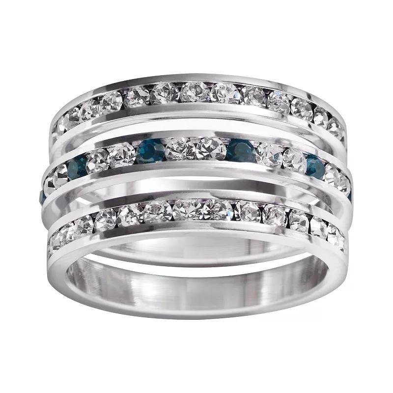 Traditions Jewelry Company Sterling Silver Crystal Eternity Ring Set, Womens White Blue Product Image